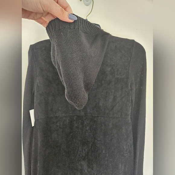 BLANKNYC Denim Faux Suede Drape Front Sweater - Picture 7 of 12